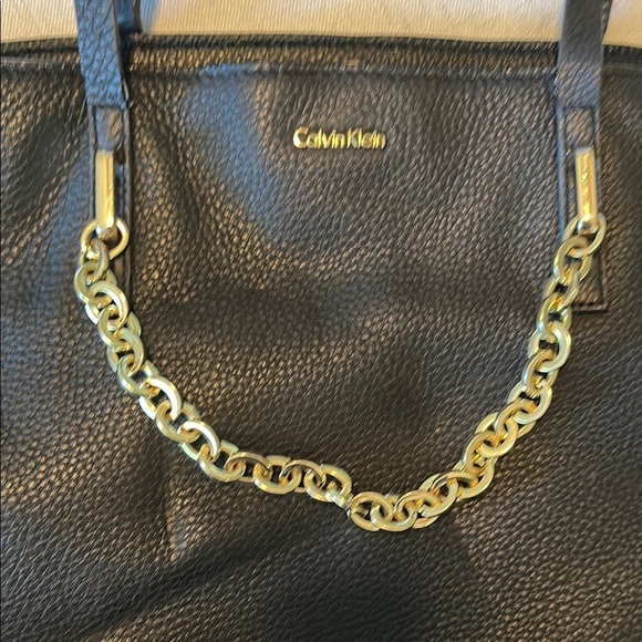 Calvin Klein Black Tote with Gold Chain Detail - Picture 3 of 8